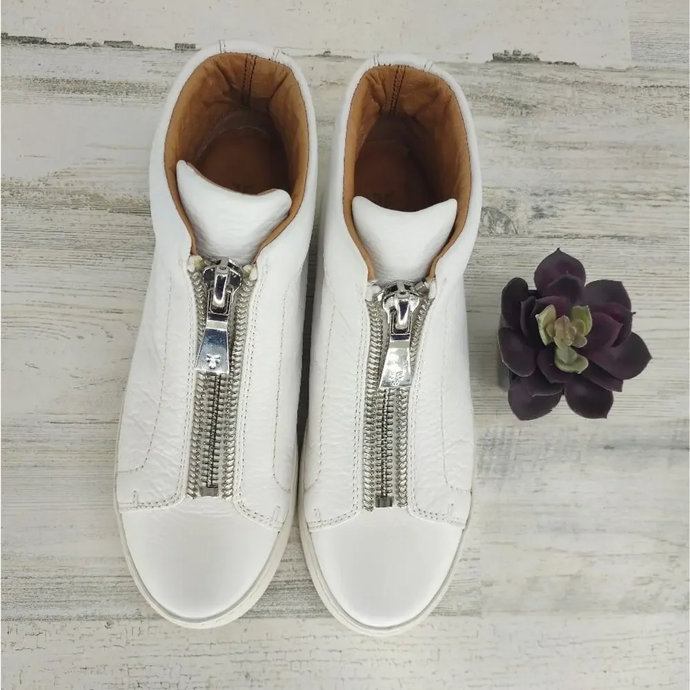 Frye Lena New White Leather Booties High Tops Sneakers Size 6